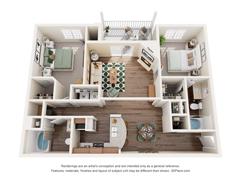 B3 Floor Plan at Rose Heights Apartments, Raleigh, NC, 27613